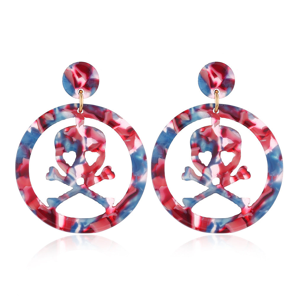 Wholesale Halloween Skull Acetate Earrings