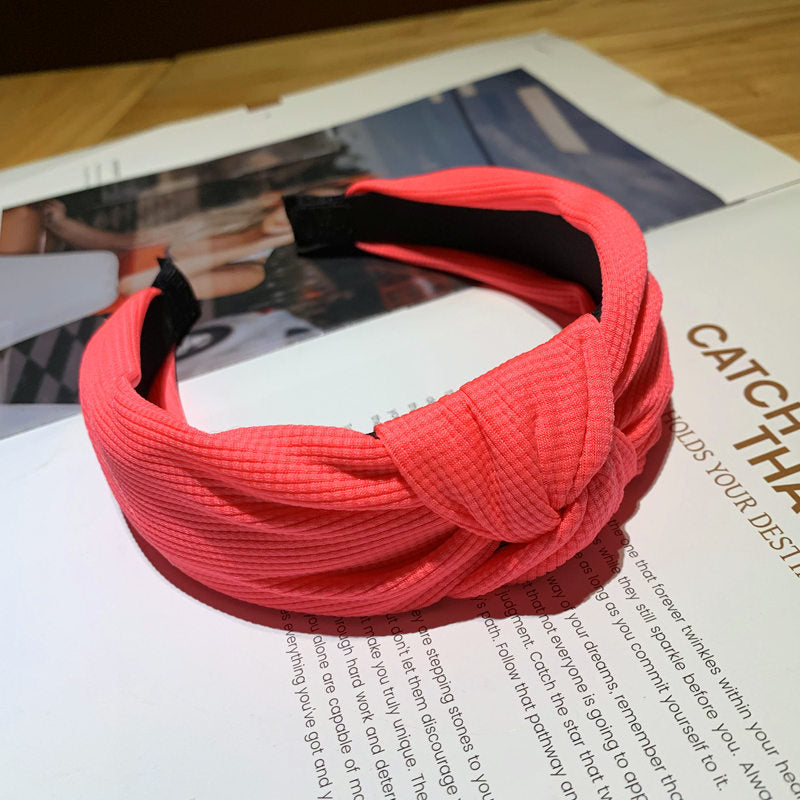 Wholesale Fluorescent Cloth Middle Knot Hairband Solid Color Fabric Headband