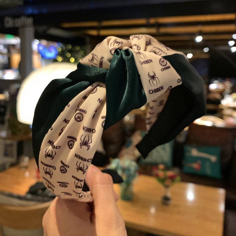 Wholesale Middle Knot Hair with Wide Edge Red Green Contrasting Fabric Headband