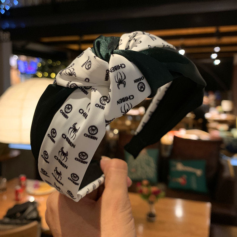 Wholesale Middle Knot Hair with Wide Edge Red Green Contrasting Fabric Headband