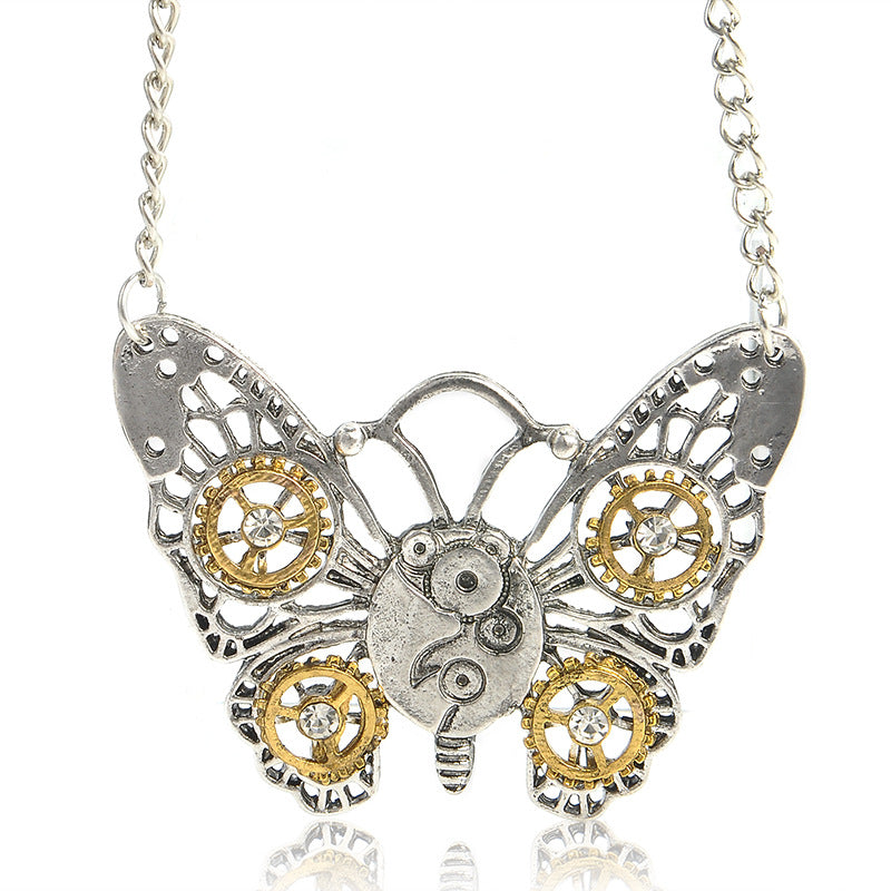 Wholesale Steampunk heart-shaped mechanical gear animal necklace