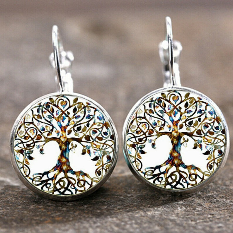 Wholesale Colorful Time Gem Moon Angel Earrings