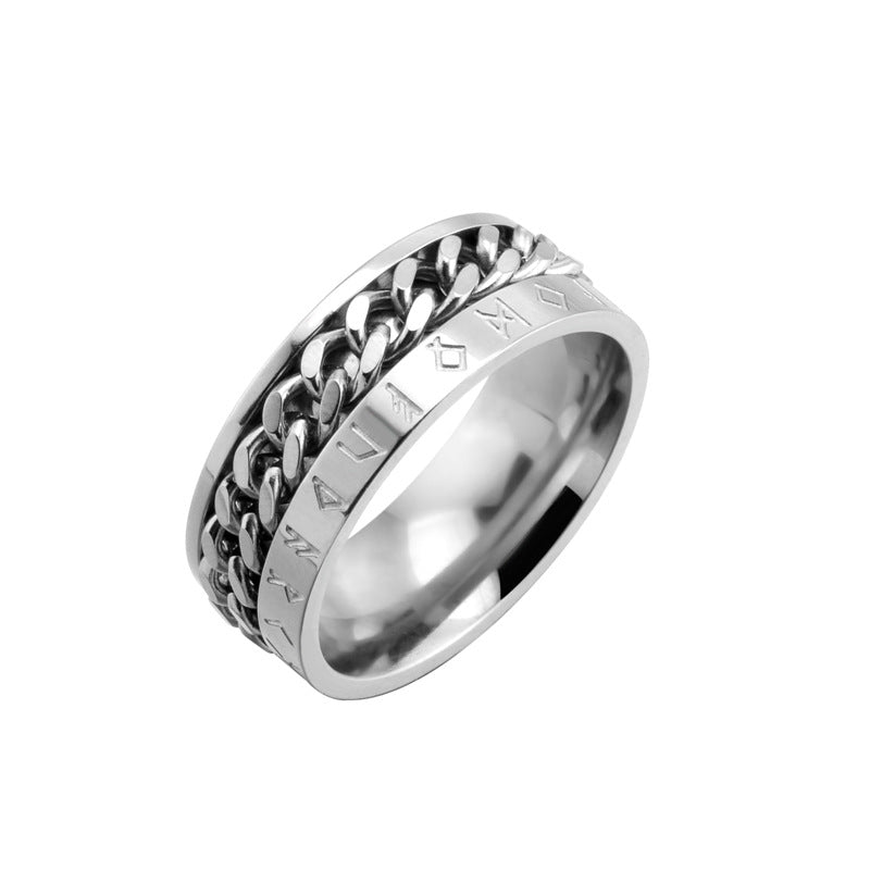 Wholesale Titanium Steel Digital Rotatable Chain Men's Ring