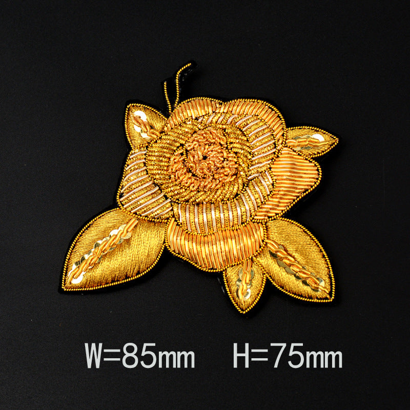 Wholesale DIY Hand Embroidered Indian Silk Cloth Patch Rose Flower Hat Clothing Accessories