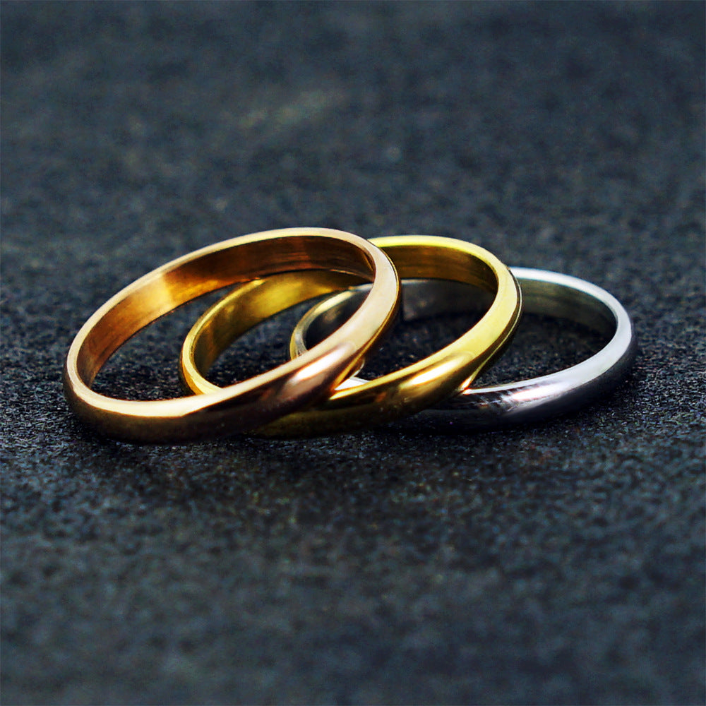 Wholesale Titanium Steel Couple Tricolor Ring