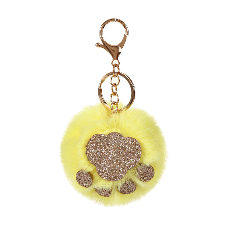 Wholesale Sequin Cat Claw Shaped Fur Ball Keychain