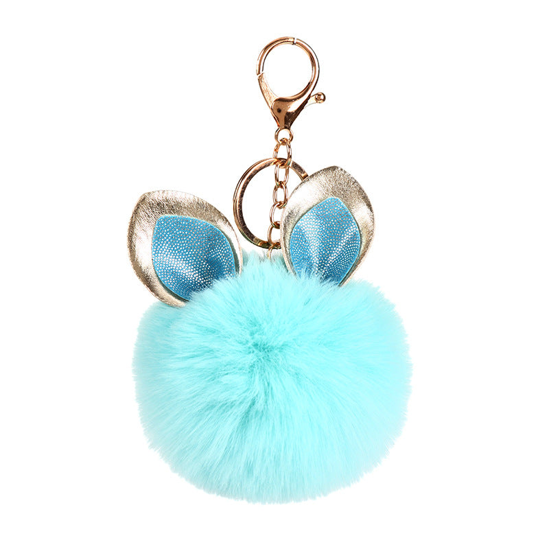 Wholesale Sequin Rabbit Ear Fur Ball Keychain