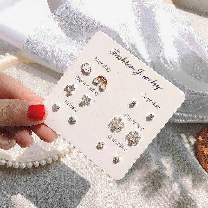 Wholesale One Week Set of 7 Pairs Combo Week Earrings