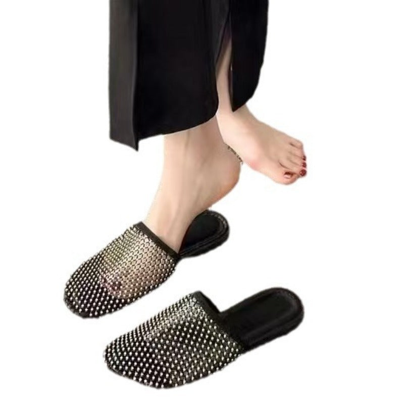 Wholesale All-match Rhinestones Closed Toe Fashionable Full Diamond Slippers