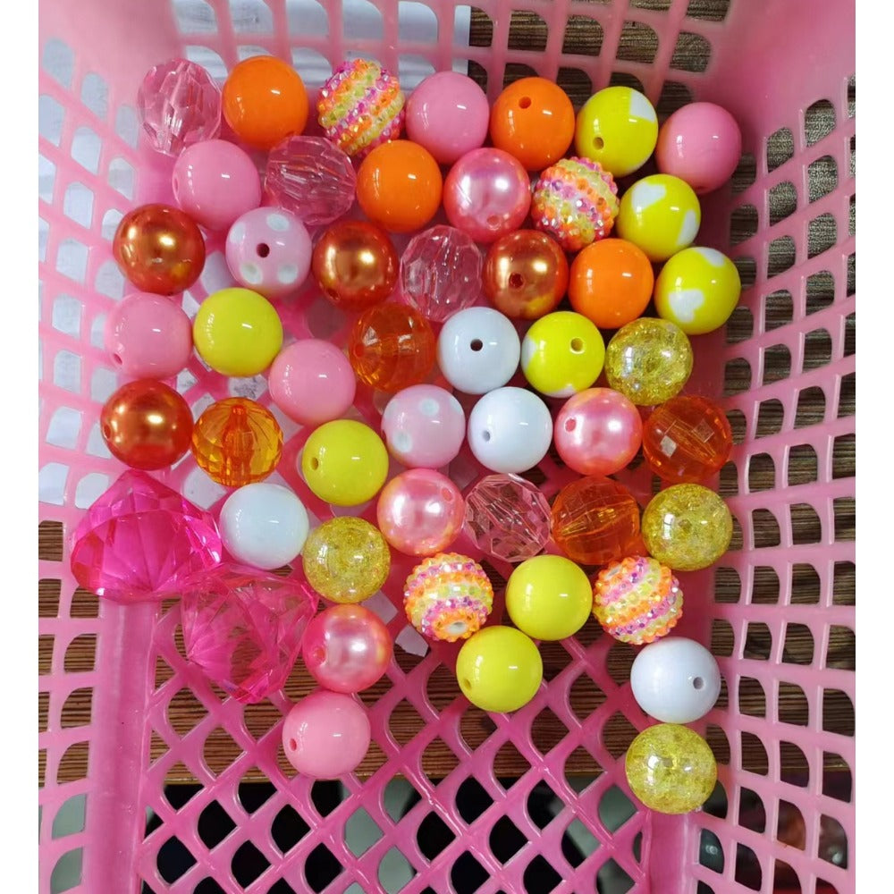 Wholesale 50pcs 20mm Acrylic Yellow Series Assorted Mixed Color Beads