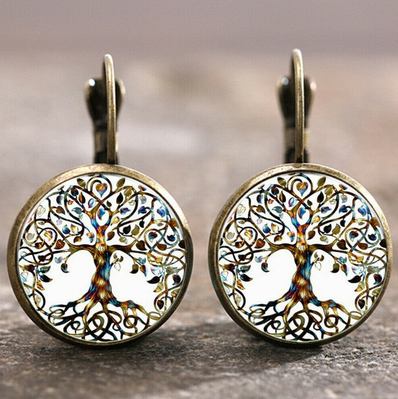 Wholesale Colorful Time Gem Moon Angel Earrings