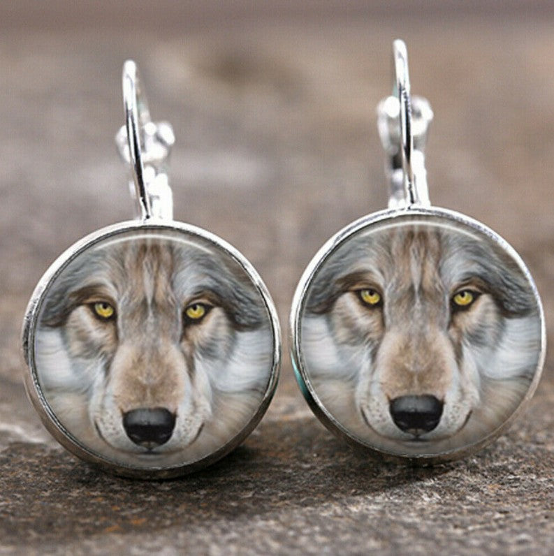 Wholesale Colorful Time Gem Moon Angel Earrings