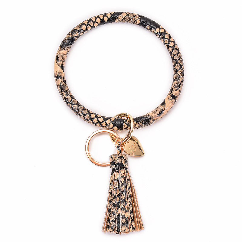 Wholesale PU Leather Bracelet Heart Tassel Pendant Keychains