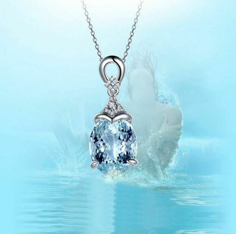 Wholesale  Carat Aquamarine Pendant Alloy  Necklaces