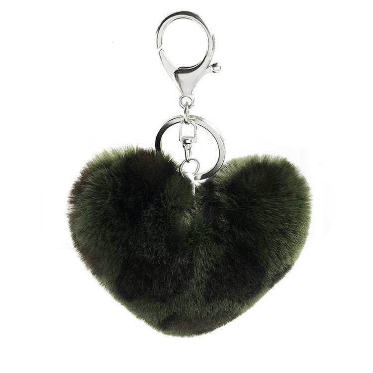 Wholesale Leopard Pattern Plush Ball Metal Keychains