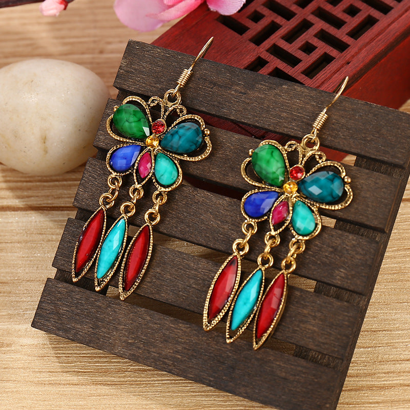 Wholesale Creative Personality Exaggerated Ethnic Style Butterfly Hole Green Acrylic Simple European and American Earrings