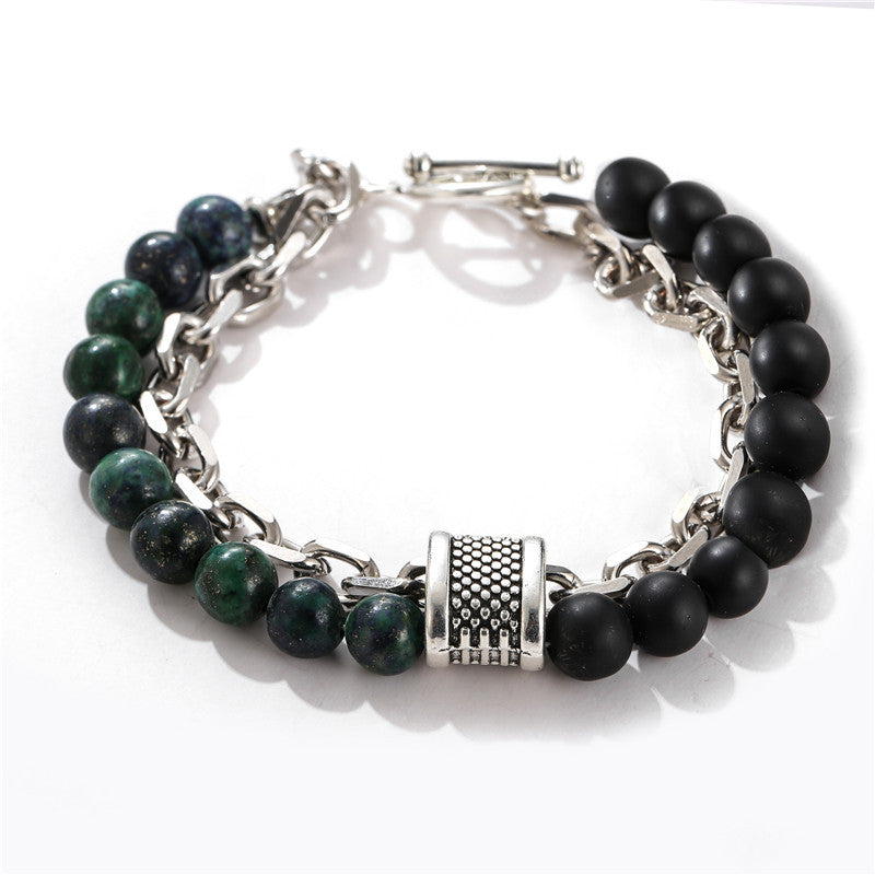 Wholesale Frosted Stone Chain Combination Geometric Men's Bracelet