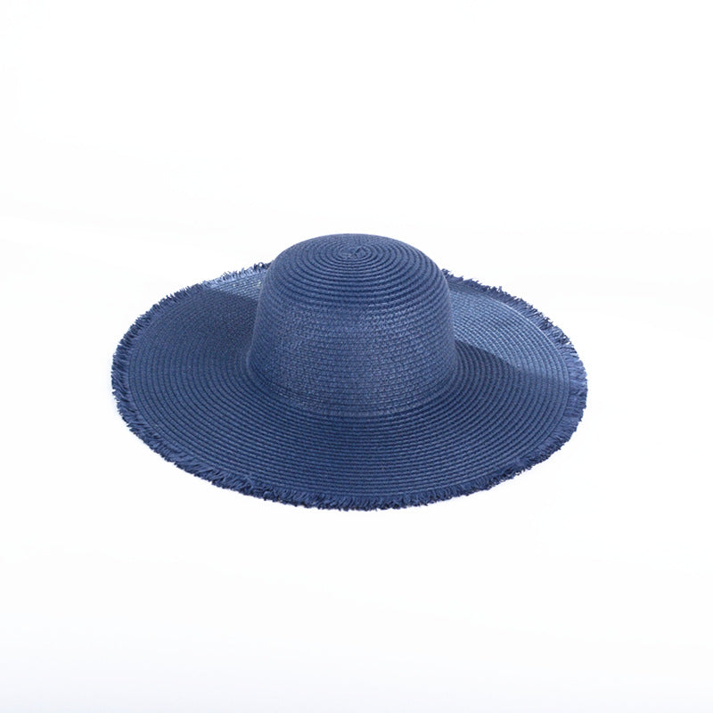 Wholesale Summer Big Eaves Fringed Folding Sun Hat Sun Hat