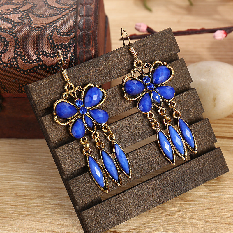 Wholesale Creative Personality Exaggerated Ethnic Style Butterfly Hole Green Acrylic Simple European and American Earrings
