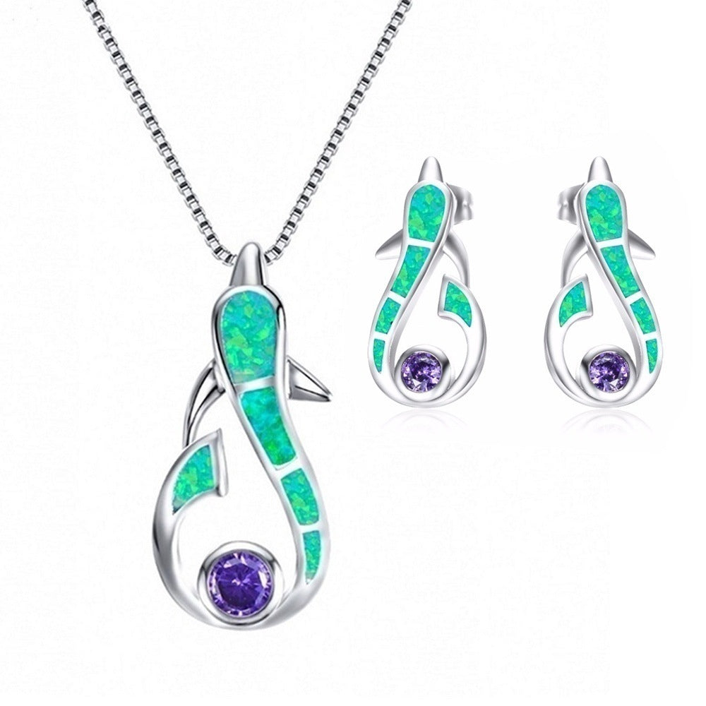 Wholesale Dolphin Pendant Short Necklace Earring Set
