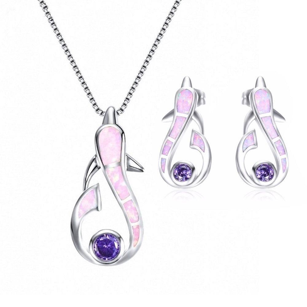 Wholesale Dolphin Pendant Short Necklace Earring Set