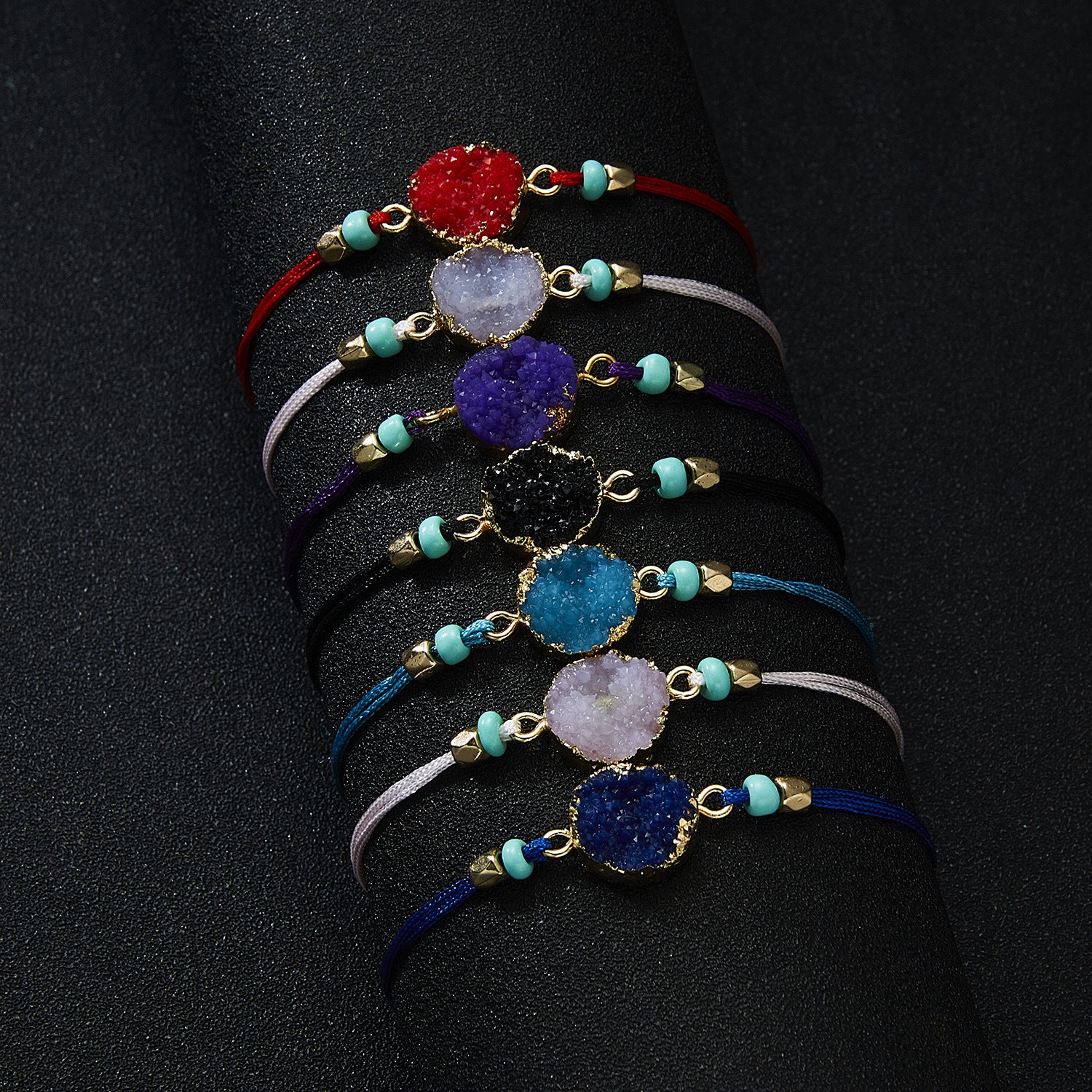 Wholesale Resin Imitation Natural Stone Handwoven Paper Card Bracelet