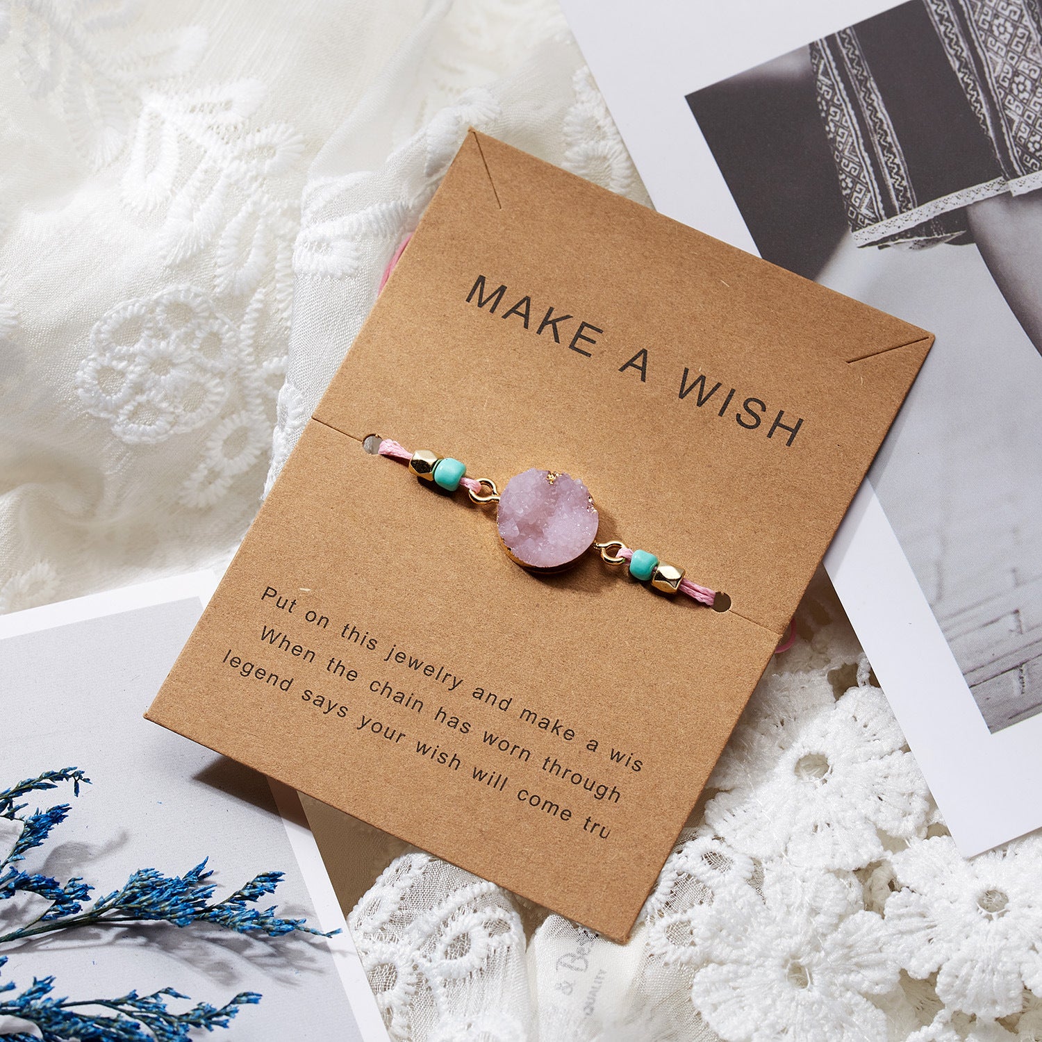 Wholesale Resin Imitation Natural Stone Handwoven Paper Card Bracelet