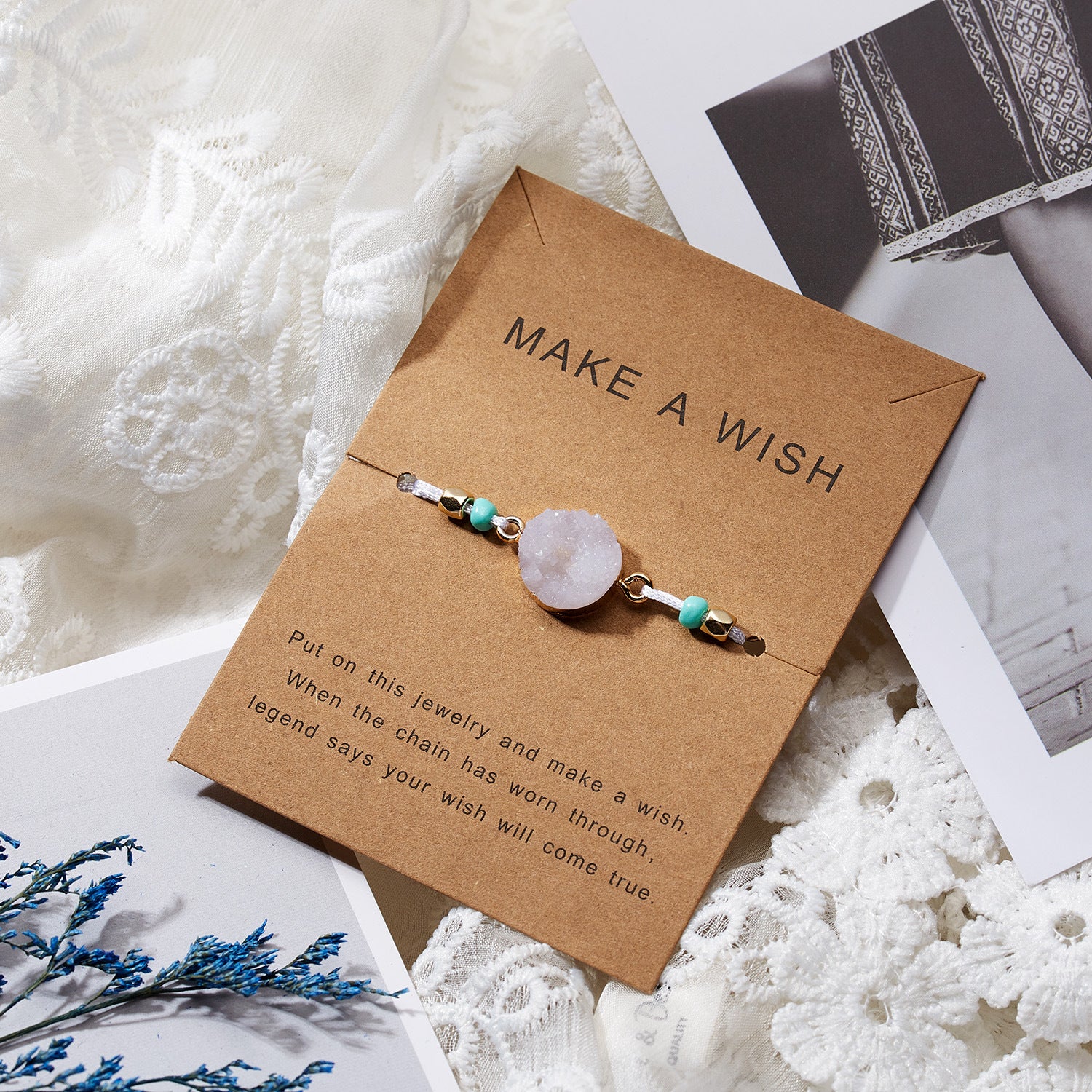 Wholesale Resin Imitation Natural Stone Handwoven Paper Card Bracelet