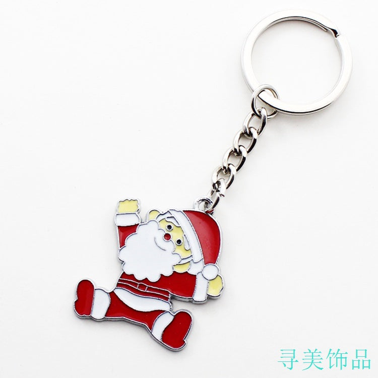 Wholesale Christmas Santa Claus Christmas Tree Drop Oil Zinc Alloy Keychain