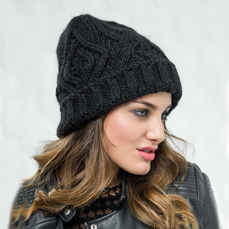 Wholesale Diamond Check Soft Chunky Knitted Hat