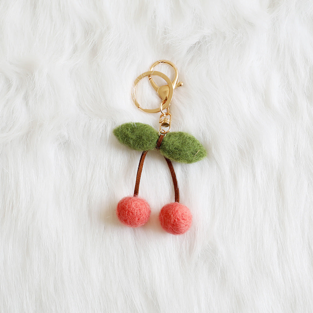 Wholesale New Autumn and Winter Wool Felt Fruit Cherry Keychain