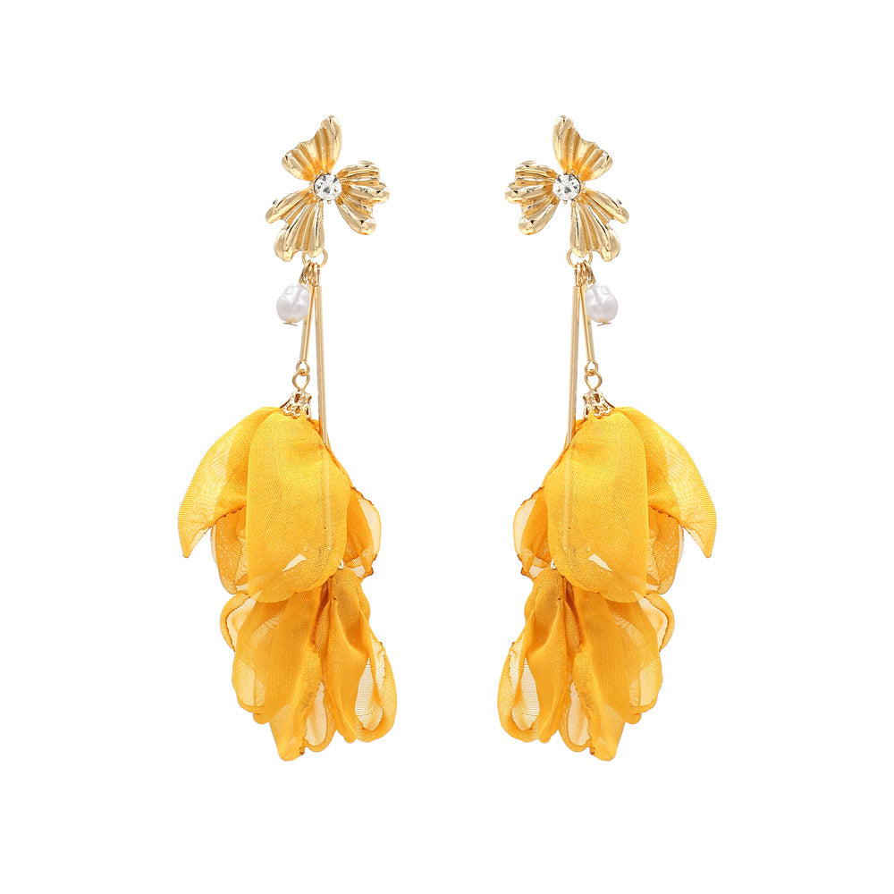 Wholesale Handmade Fabric Flower Earrings