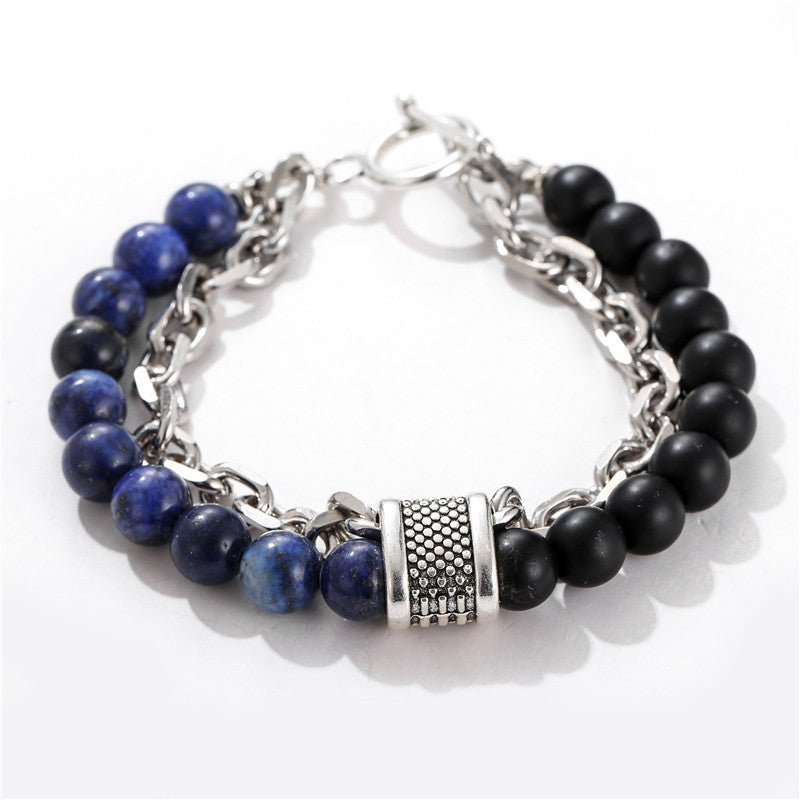 Wholesale Frosted Stone Chain Combination Geometric Men's Bracelet