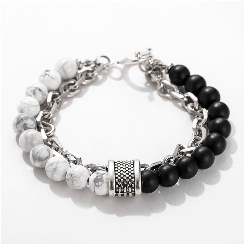 Wholesale Frosted Stone Chain Combination Geometric Men's Bracelet