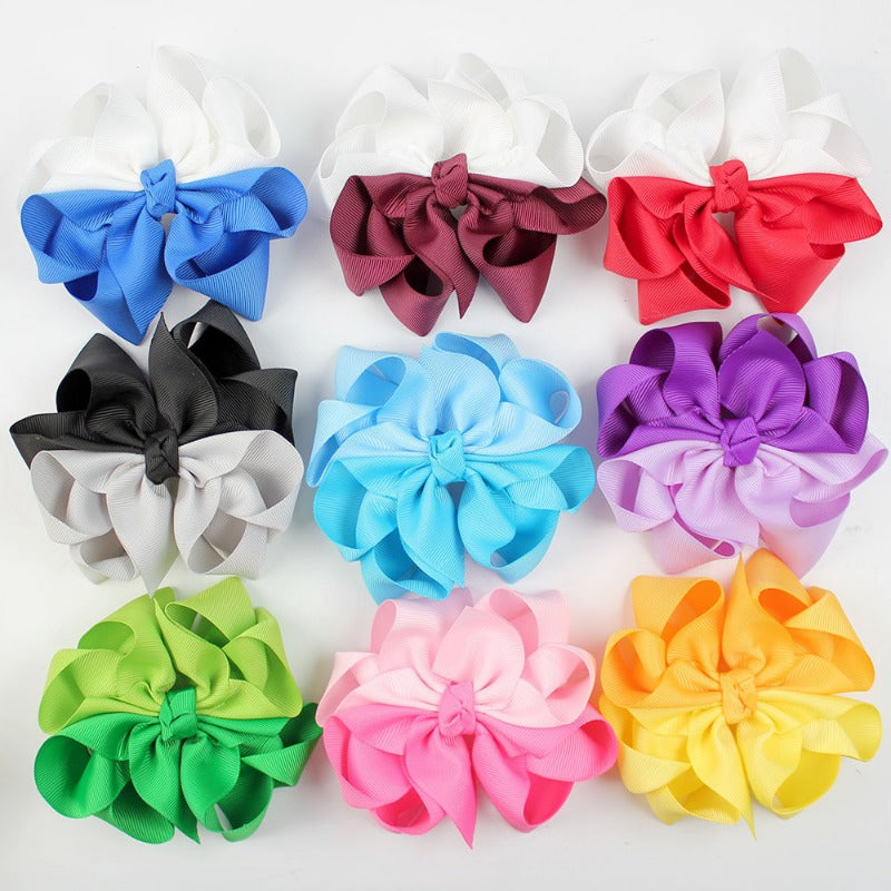 Wholesale 5pcs Simple Solid Color Flower Bow Boutique Bubble Flower Hairpin