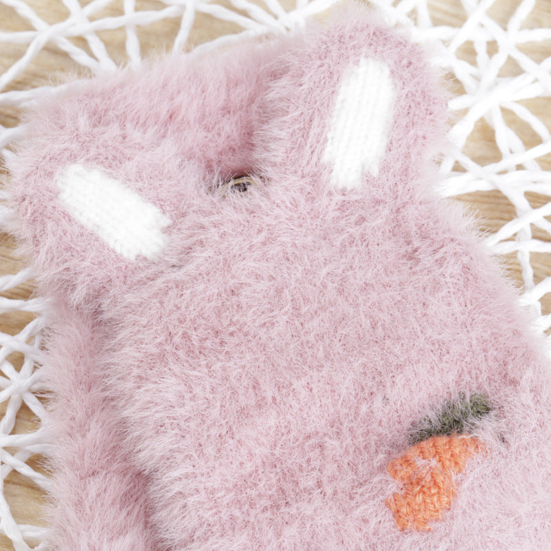 Wholesale Winter Flip Half Finger Plush Gloves