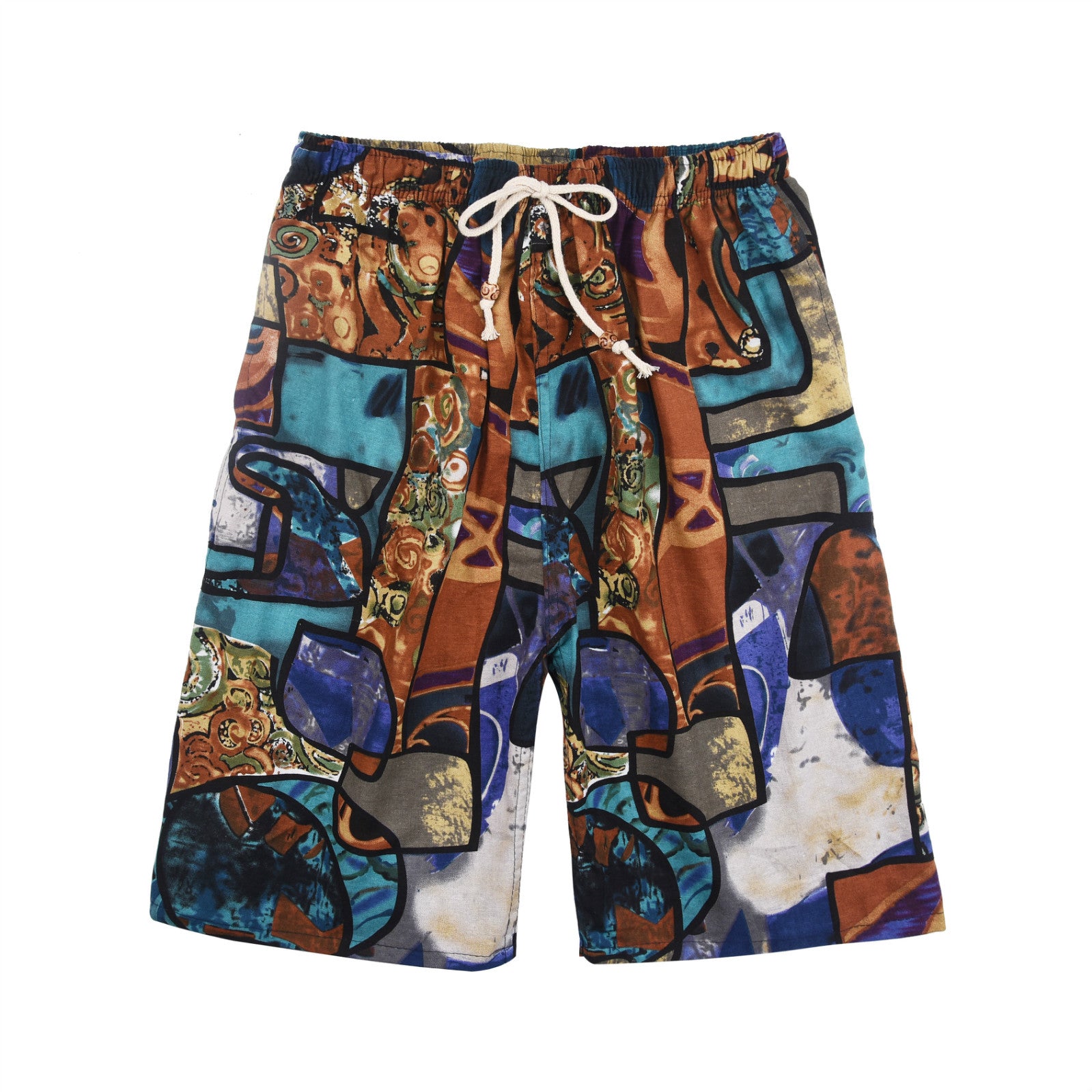 Wholesale Cotton & Linen Printed Five Cent Loose Plus Size Swimwear Shorts