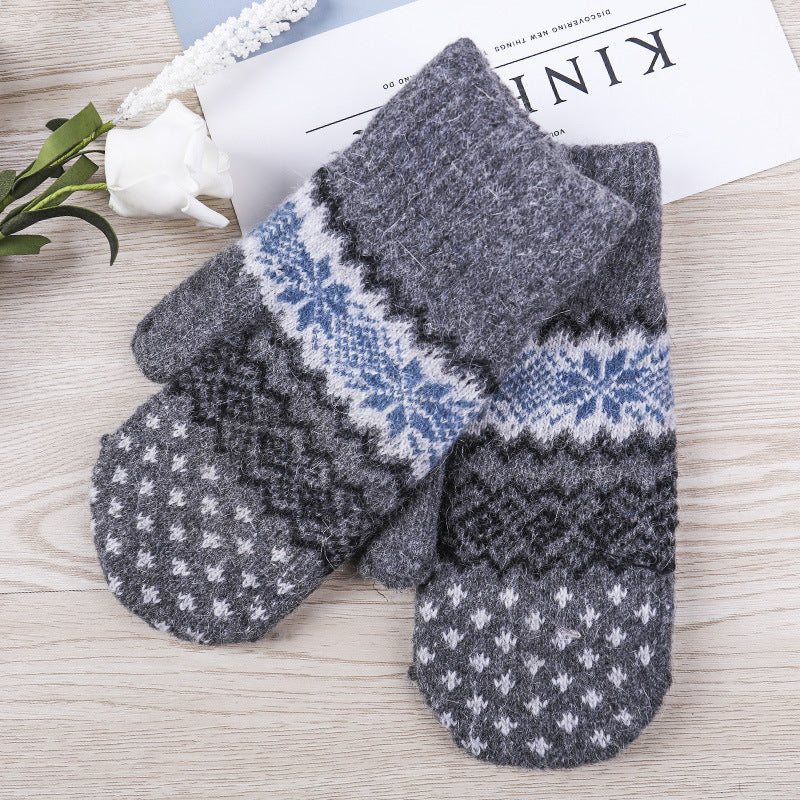 Wholesale Double Layer Thick Warm Pack Mittens Wool Gloves