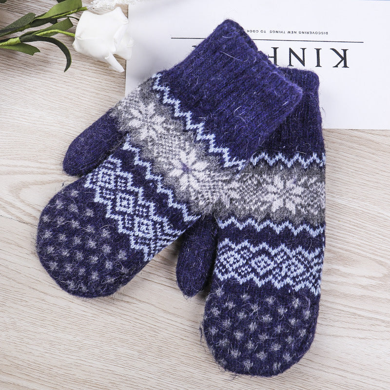 Wholesale Double Layer Thick Warm Pack Mittens Wool Gloves