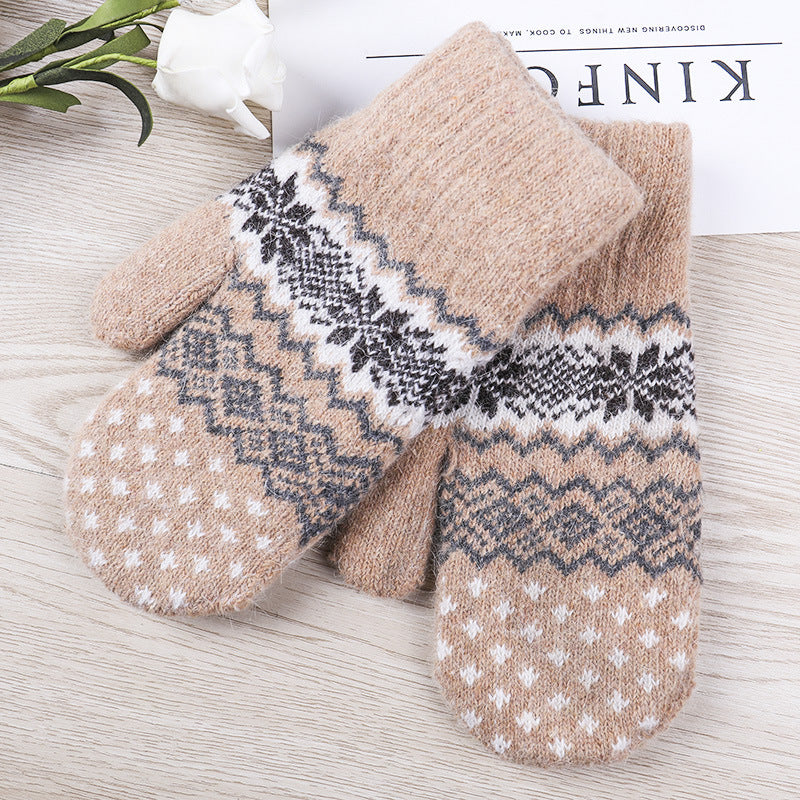 Wholesale Double Layer Thick Warm Pack Mittens Wool Gloves