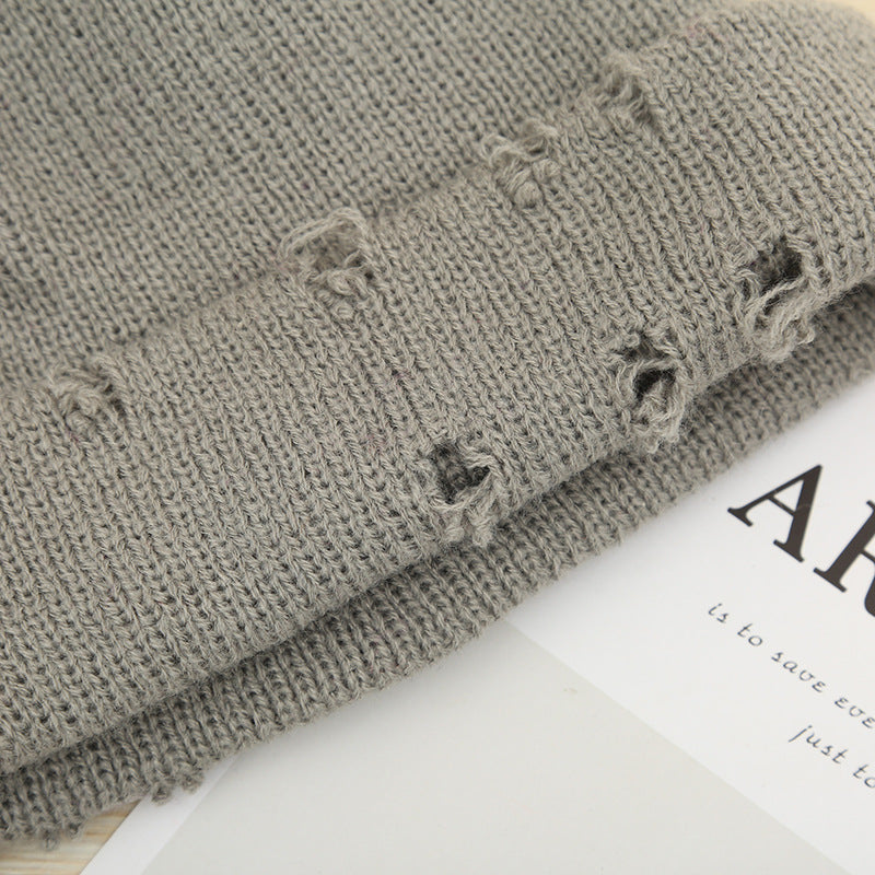 Wholesale Solid Color Hip-hop Hole Melon Skin Knitted Hat