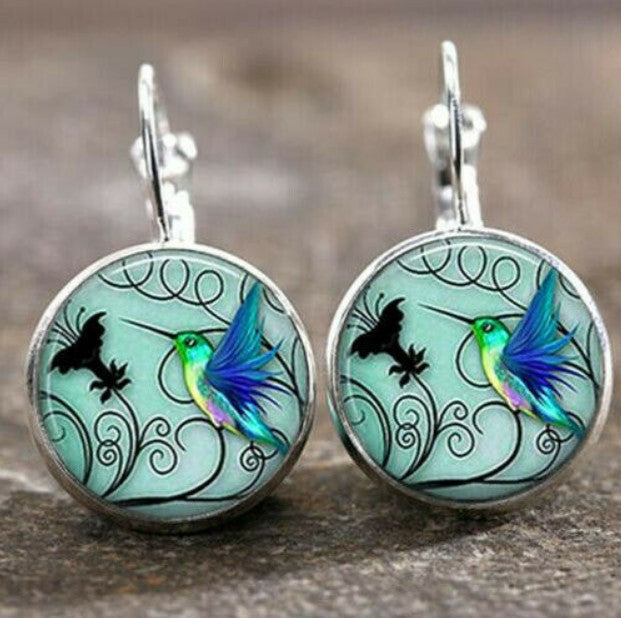 Wholesale Colorful Time Gem Moon Angel Earrings