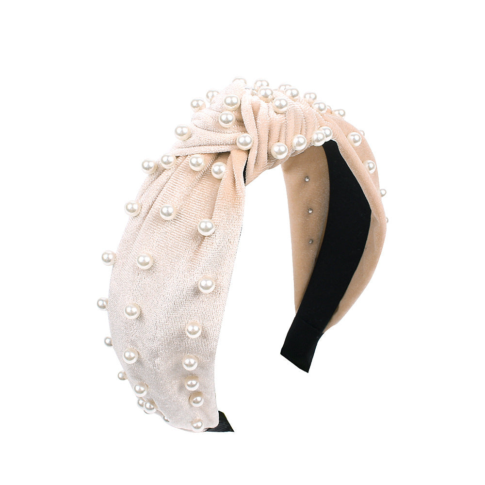 Wholesale Velvet Pearl Knotted Hair Bands