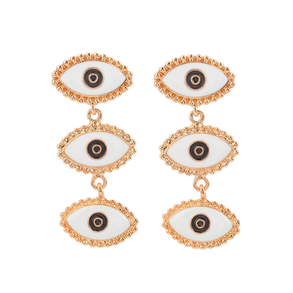 Wholesale Long Tassel Demon Eye Alloy Earrings