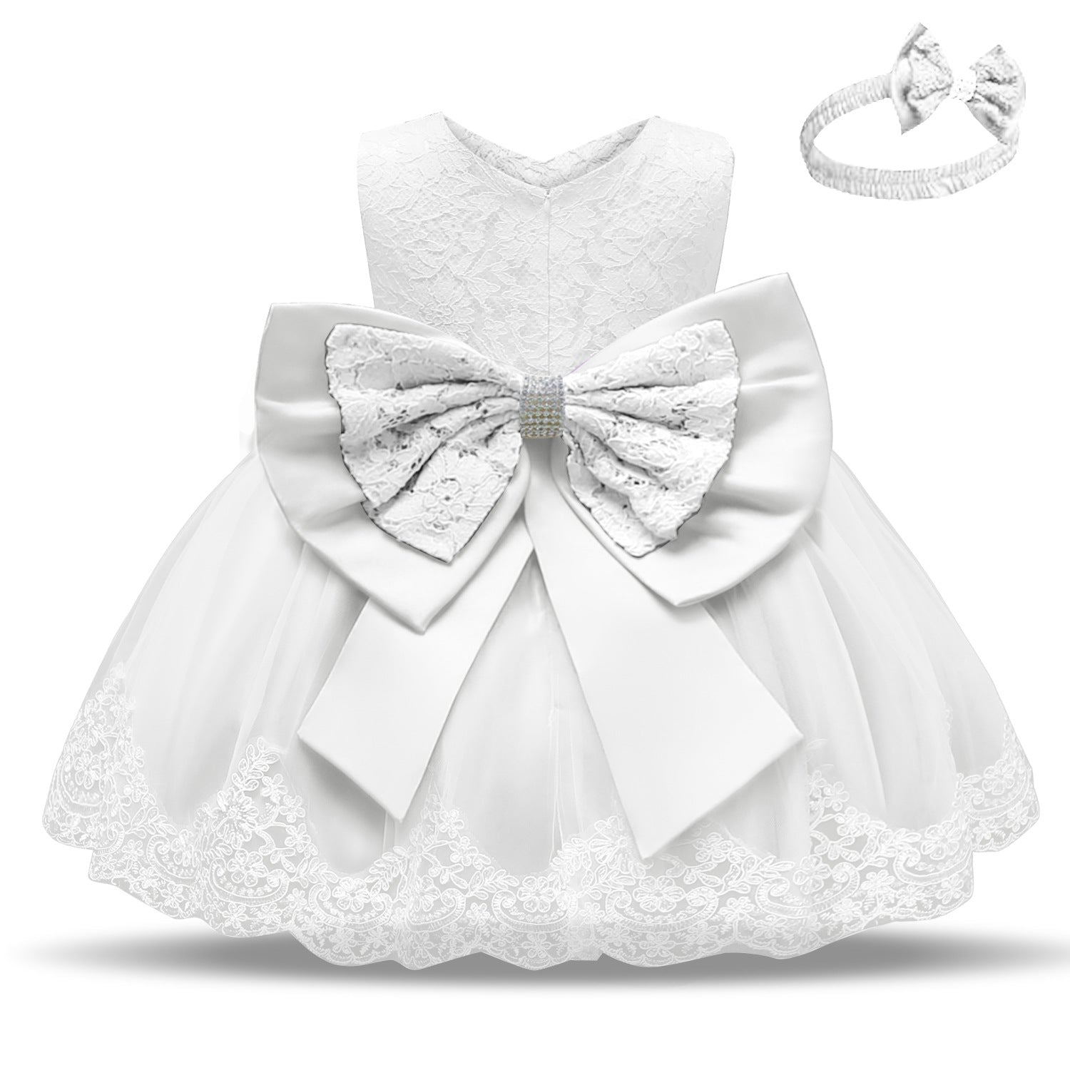 Wholesale of Children's One Year Old Bow Tie Lace Polyester Dresses
