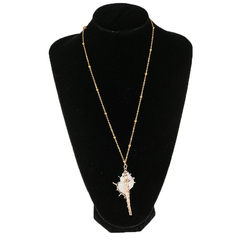 Wholesale Gold Rimmed Ocean Style Conch and Seashell Necklaces