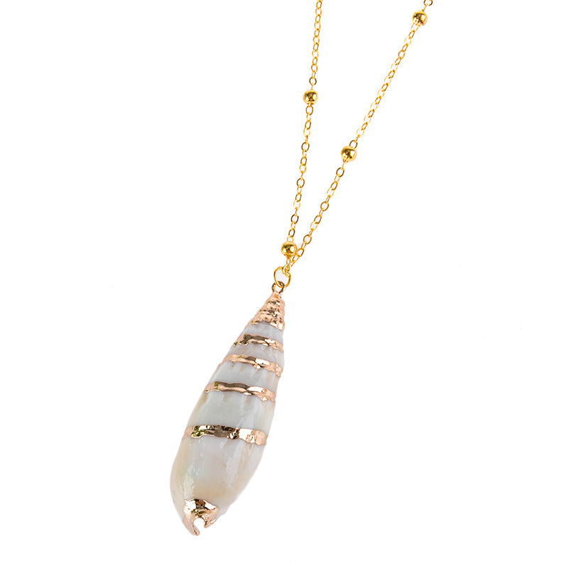 Wholesale Gold Rimmed Ocean Style Conch and Seashell Necklaces