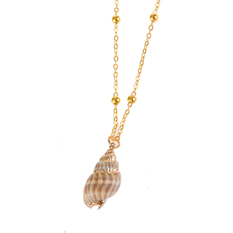 Wholesale Gold Rimmed Ocean Style Conch and Seashell Necklaces