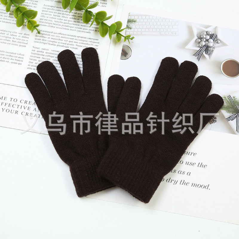 Wholesale Winter Solid Colors Acrylic Velvet Thickened Touch Screen Gloves