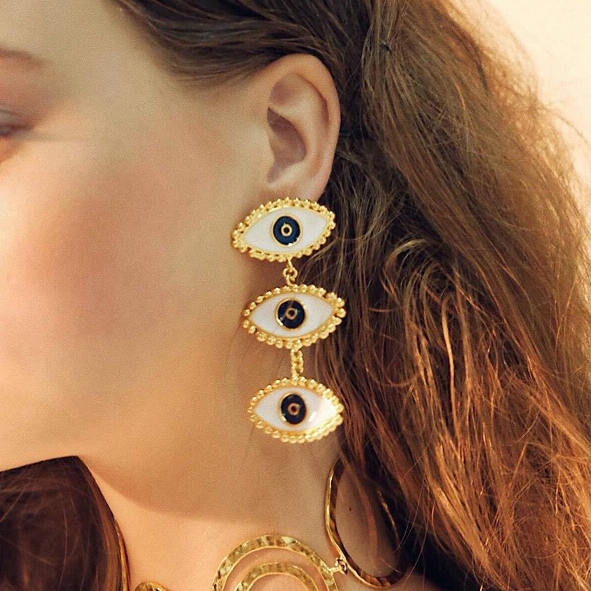 Wholesale Long Tassel Demon Eye Alloy Earrings